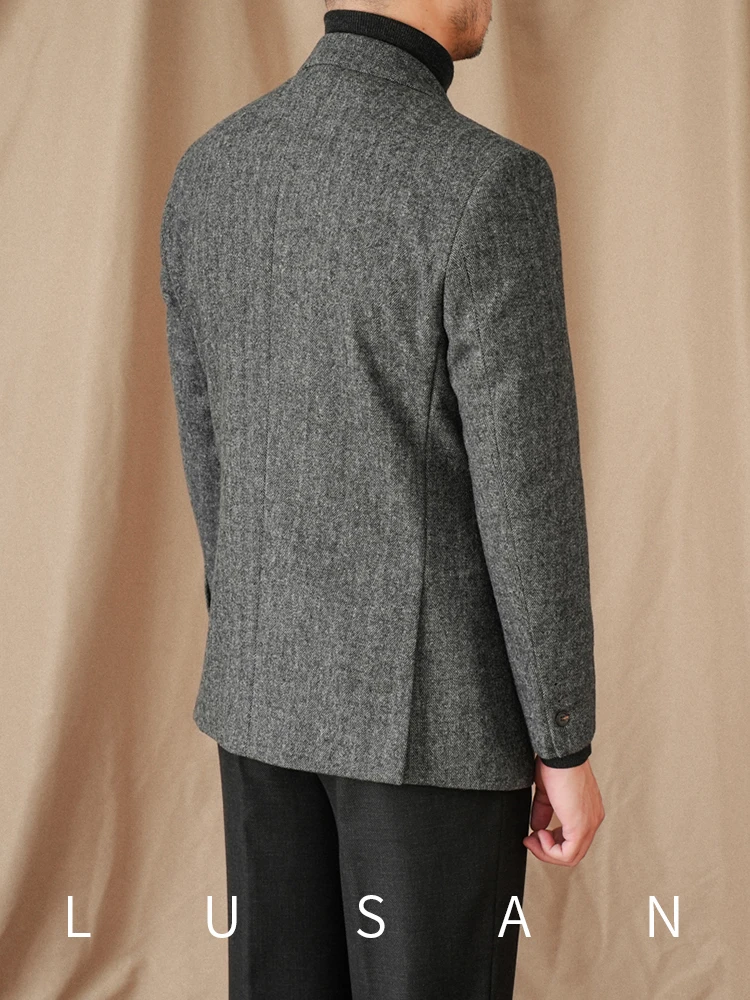 Italian Vintage Gentry 50% Wool Herringbone Suit Slim-fit Japanese Style All-match Warm Suit for Men
