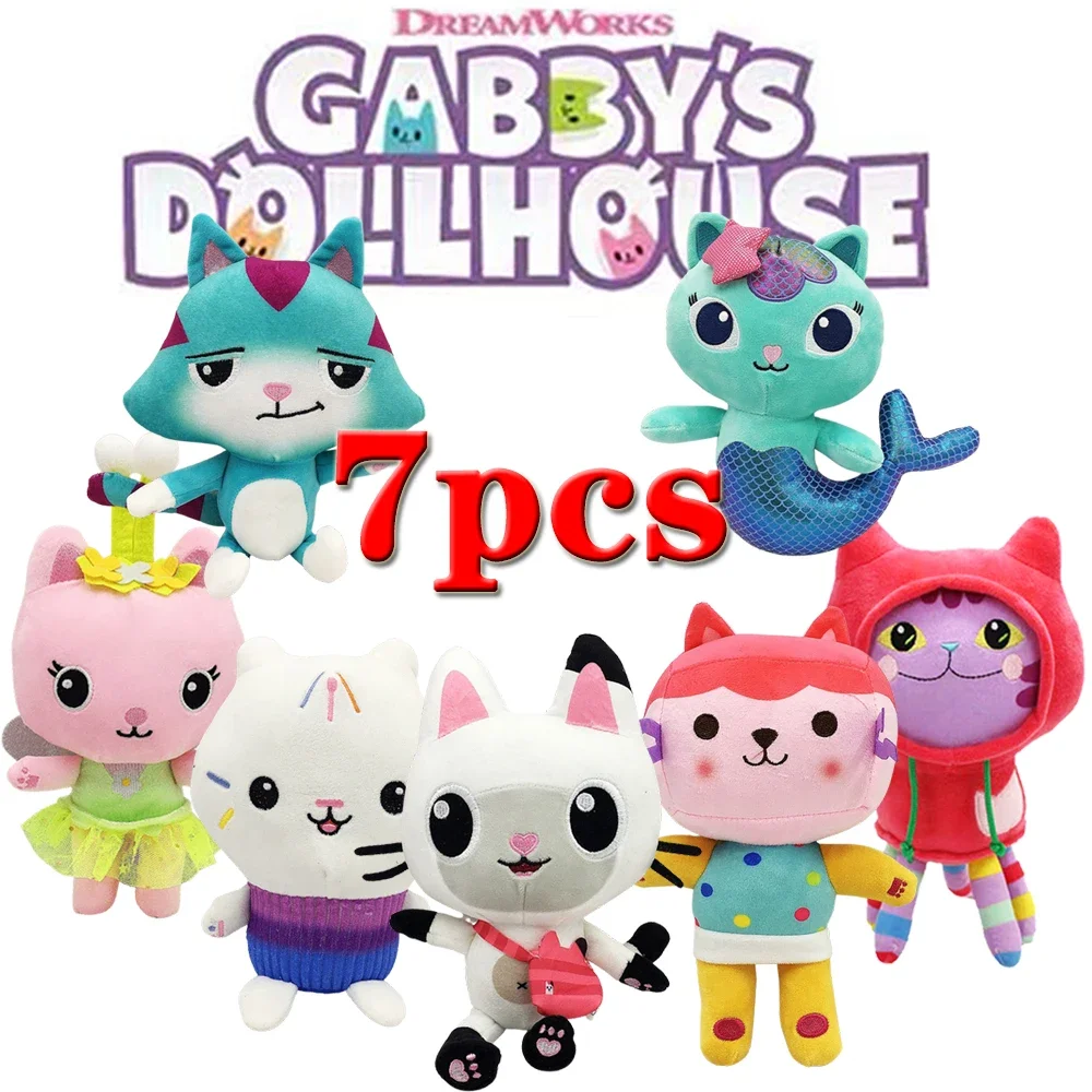 Hot in Gabby Dollhouse Plush Toy Mercat Cartoon Stuffed Animals Smiling Cat Car Cat Hug Gaby Girl Dolls Kids Birthday Gifts