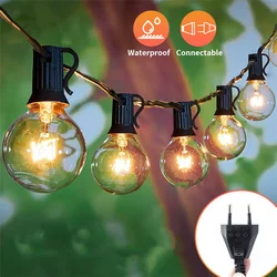 Guirnalda de luces navideñas para exteriores, cadena de bombillas de globo Vintage G40 de 25 pies, resistente al agua, para decoración de Patio y jardín, novedad de 2023