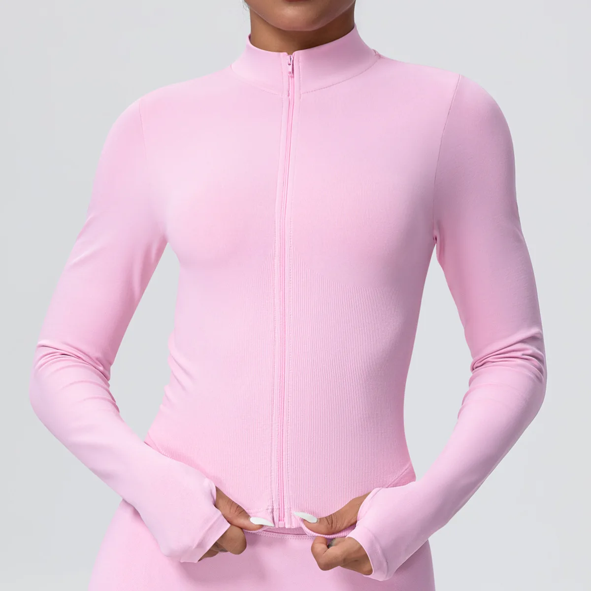 

Women's Tracksuit Seamless Zipper Jacket Yoga Long Sleeve Fitness Coat Slim Fit Gym Top Running Workout Jacket Sports Coat