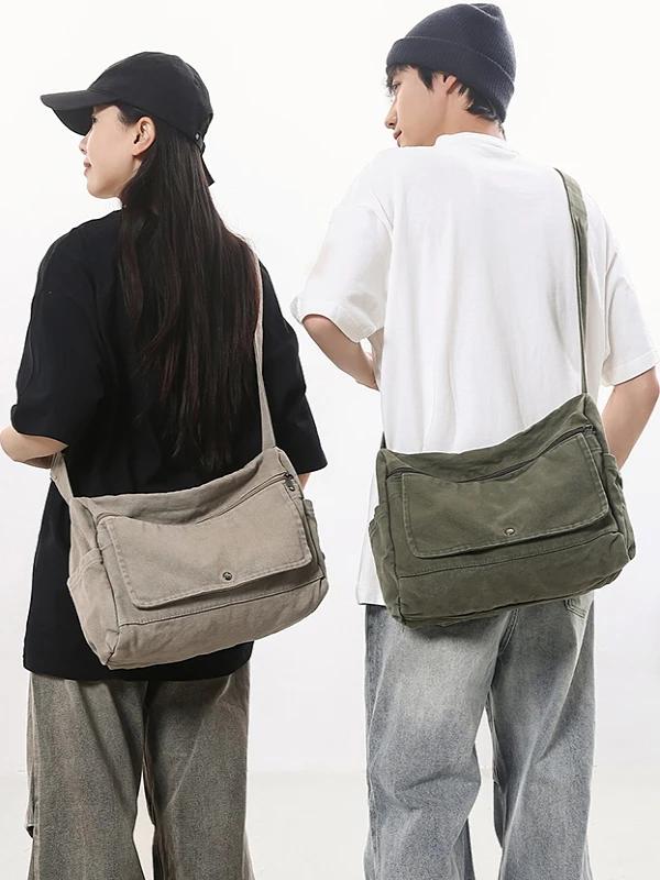 

Retro Waed Canvas Crossbody Bag Men's New Trend Large Capaci Single oulder Bag Women's Sport Casual Menger Bag