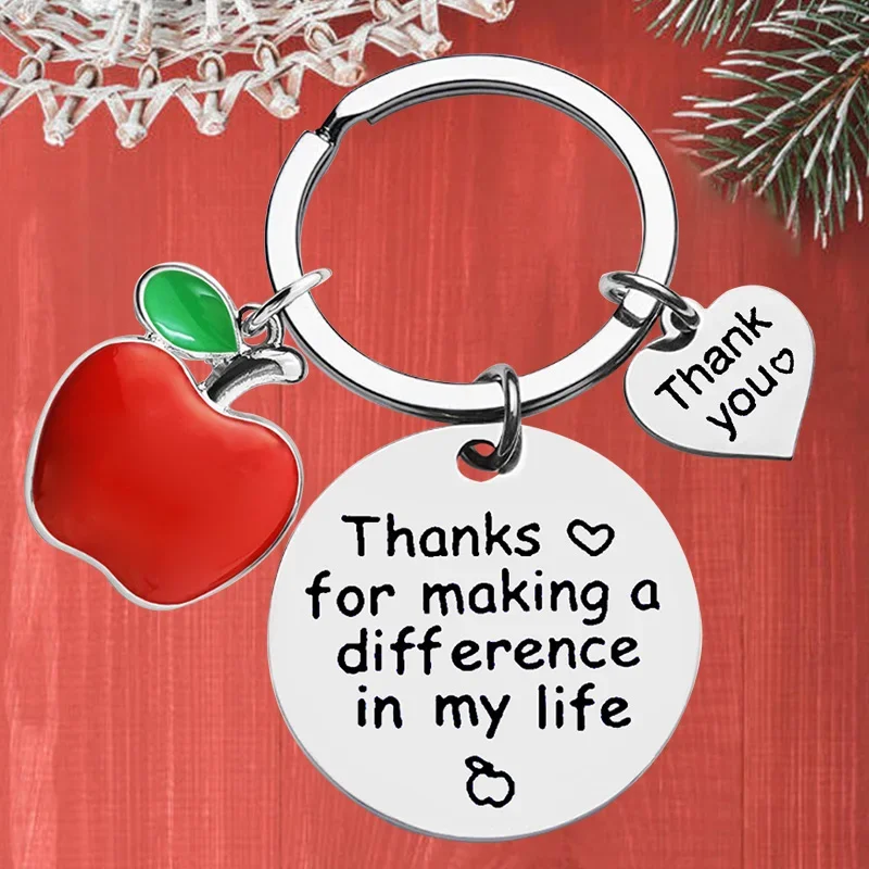 

Metal Teacher Birthday Christmas Gifts Keychain Pendant Thank You Teacher Key Chain Keyring Thanks for Making A Difference