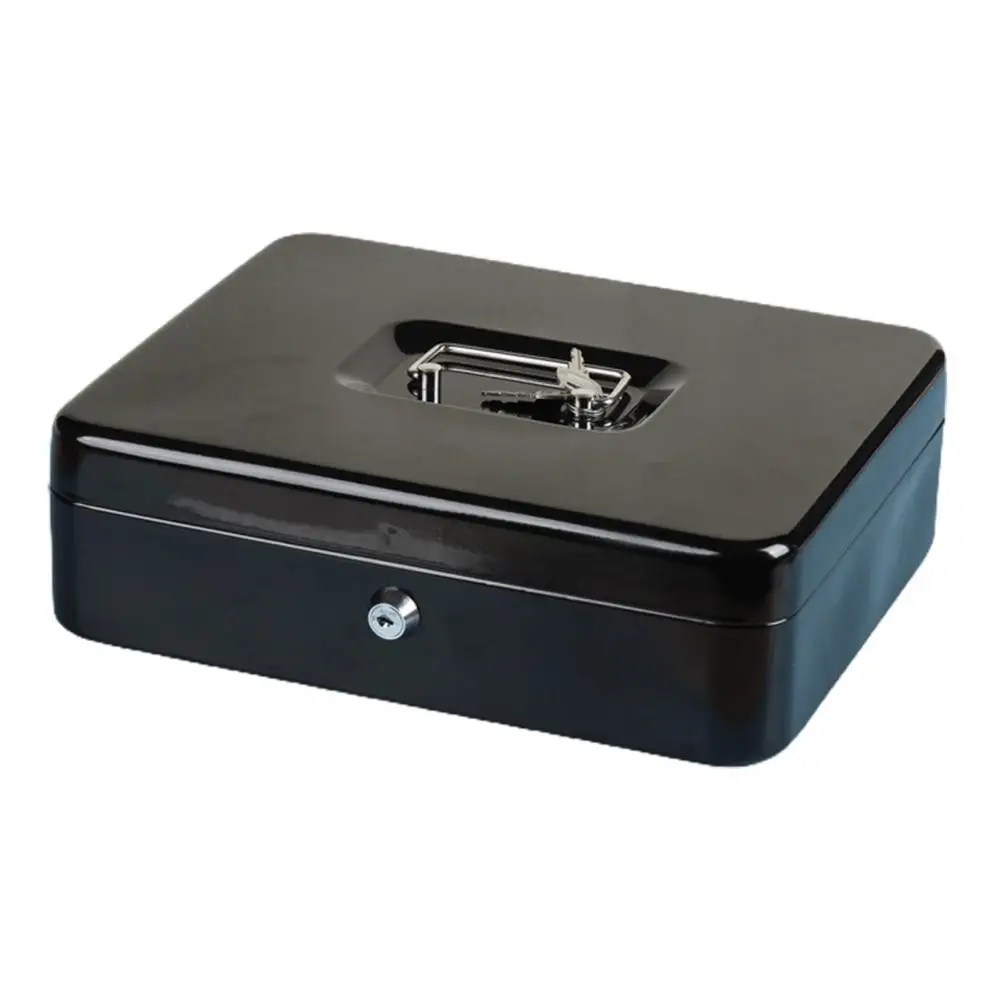 Deposit Tin Fireproof Cash Safe Box with Lock 2 Secure Multi-compartment Metal Money Box for Anti-theft Shockproof Storage