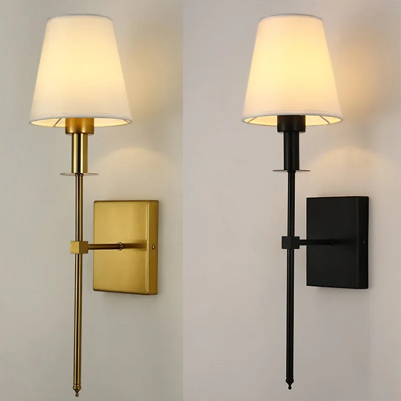 

Modern American Led Wall Lamp for Decor Bathroom Mirror Light Bedroom Corridor Stairs Cloth Lampshade Wall Sconce Room Decor