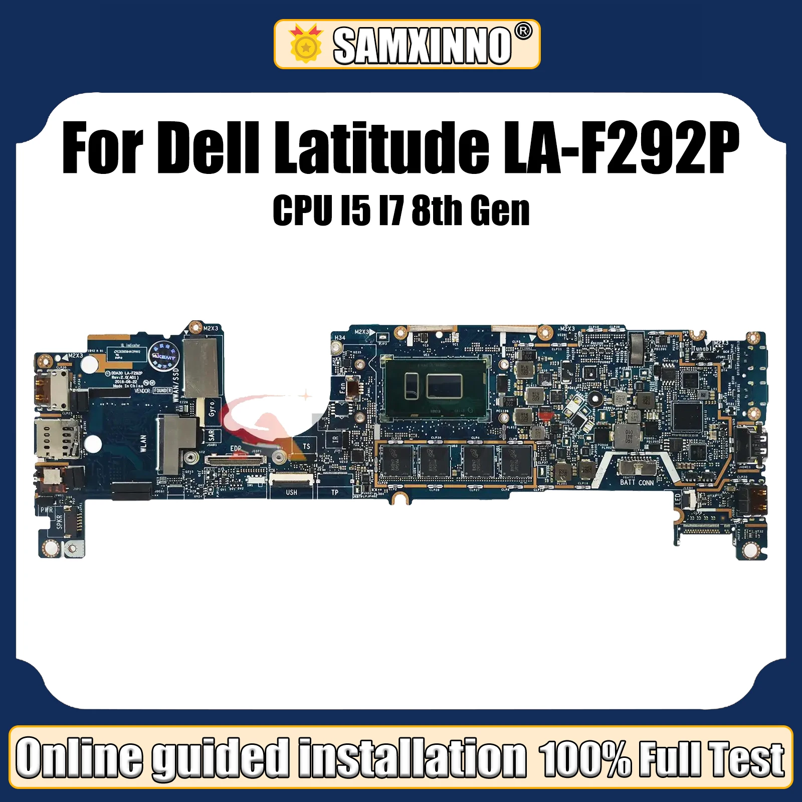 

Материнская плата LT для ноутбука Dell Latitude 7390, материнская плата для ноутбука LA-F292P/i7-8650U, ЦП 8 ГБ/16 ГБ ОЗУ, 100% полностью протестирована