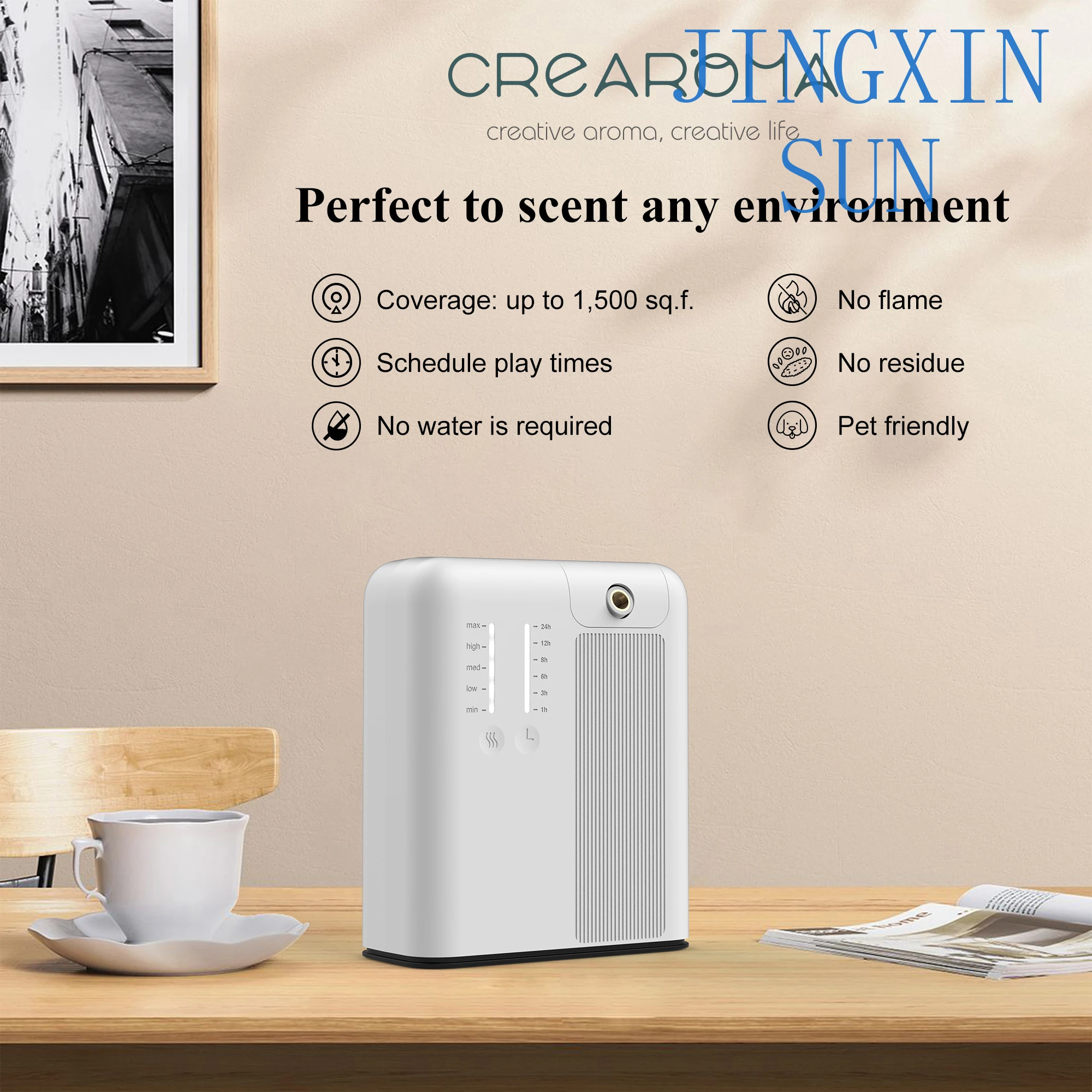 2024 New Home Scent Diffusers Elegant  Wall-Mounted Aroma Diffuser Smart Plastic 300ml Perfume Diffusers for Home