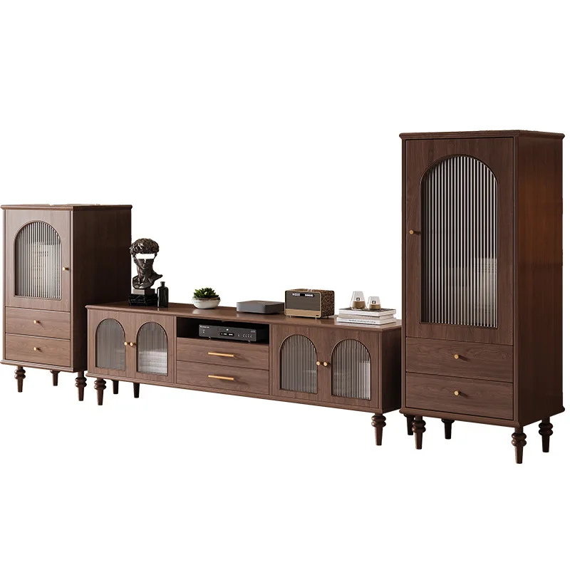 

New French retro TV cabinet high solid wood small apartment French American retro living room bedroom storage side cabinet