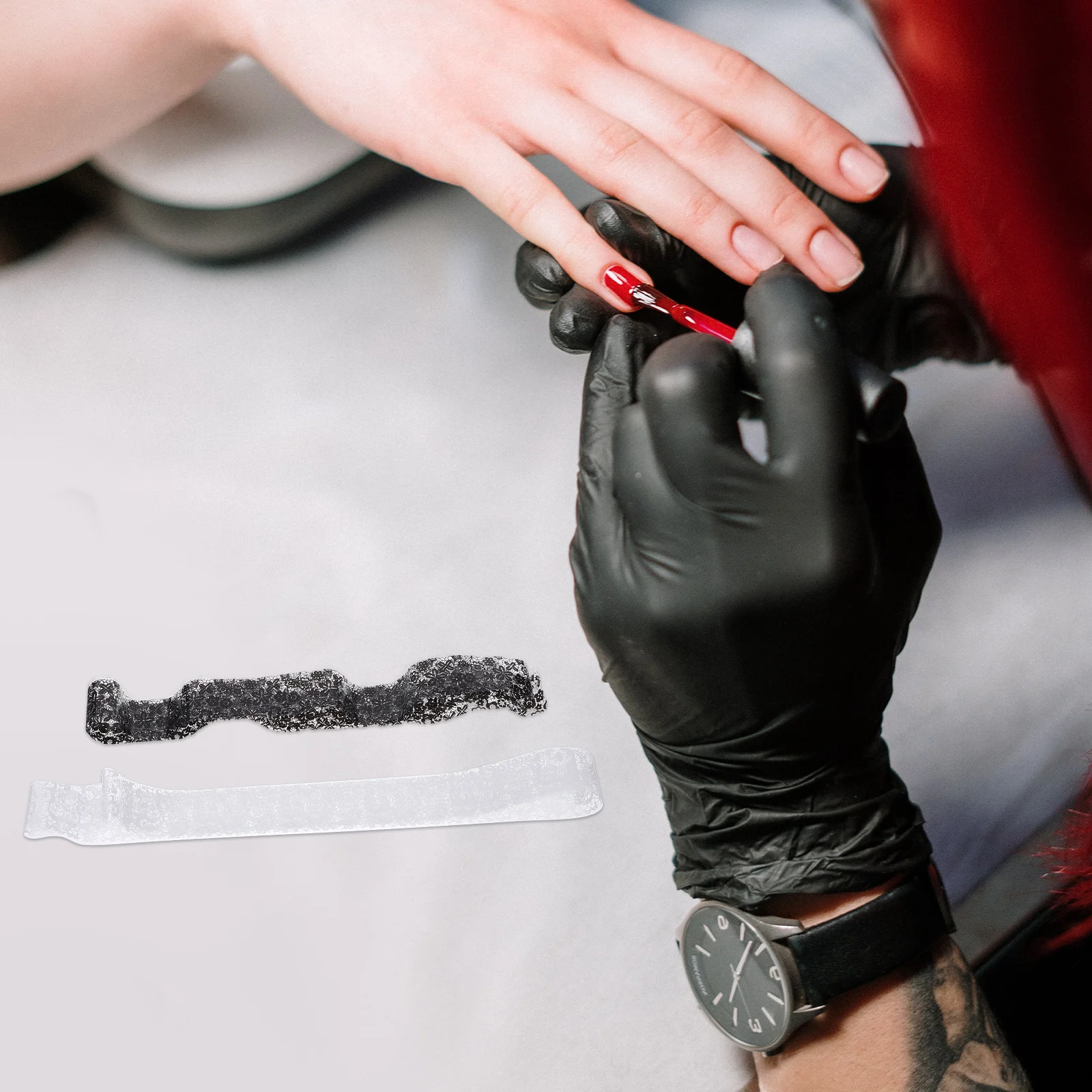 

20 Rolls Lace Nail Stickers DIY Manicure Decals Black Friendly Material Fine Workmanship Storage Box Included