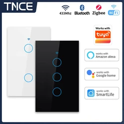 TNCE Tuya US WiFi + Bluetooth/Zigbee Smart Wandschakelaar RF433 1/2/3/4 Gang Smart Touch Sensor LED Lichtschakelaars Alexa Google Thuis