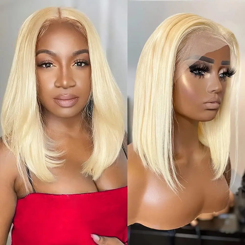Blonde Bob Wig Human Hair Straight 613 lace Front Bob Wig Human Hair Transparent Lace Front Wig Human Hair Pre Plucked