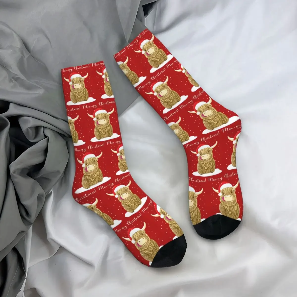 Scottish Highland Cow, Moo-rry Christmas Wee Hamish Socks calze Super morbide calze lunghe per tutte le stagioni per i regali della donna dell'uomo