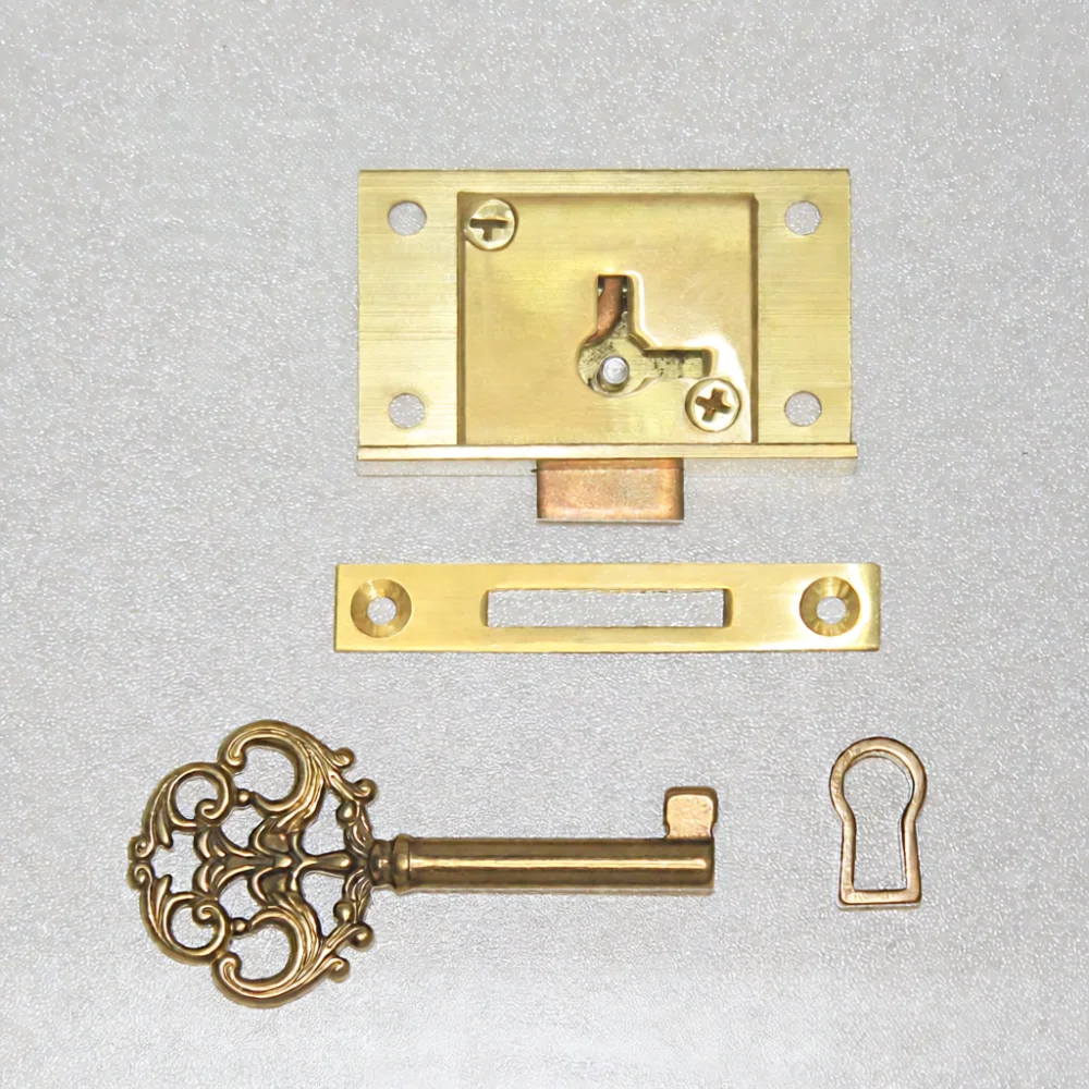 Vintage Hidden Copper Latch Antique Decorative Chinese Style Lock Hardware For Drawer Dresser Jewelry Box Security Hook Tool