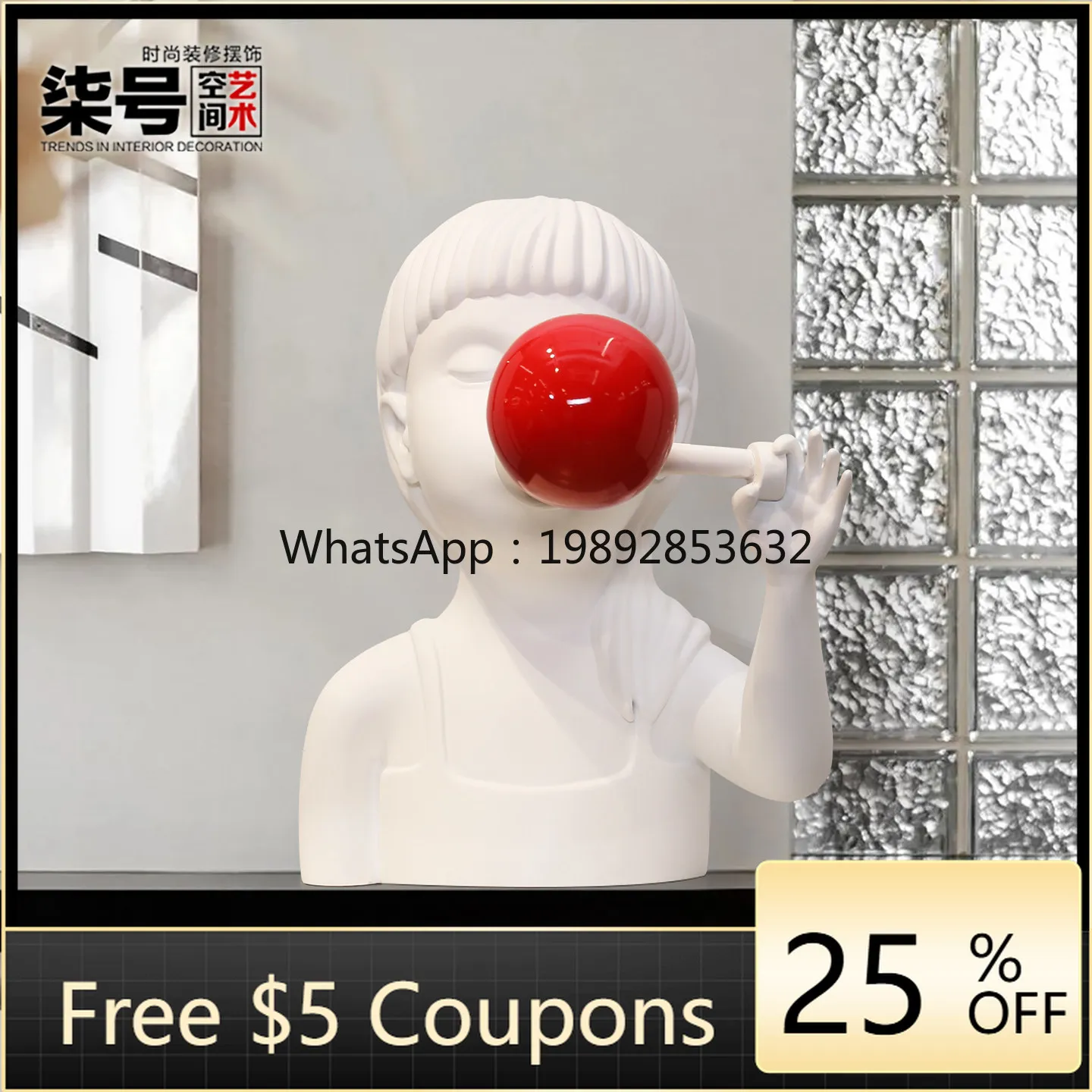Bubble blowing girl sculpture resin cartoon ornament TV cabinet living room entrance desktop artwork