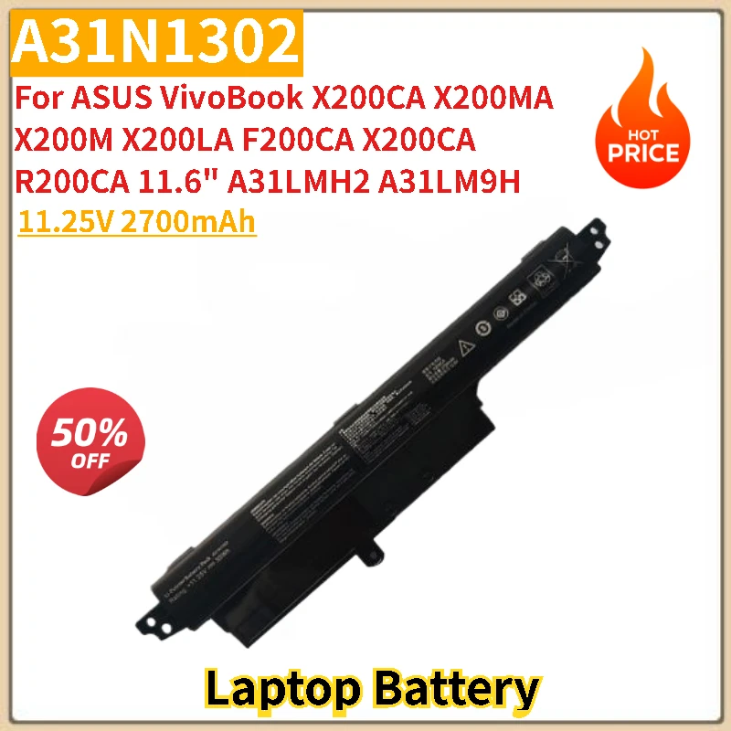 

High Quality Laptop Battery A31N1302 11.25V 2700mAh For ASUS VivoBook X200M X200LA X200CA X200MA F200CA X200CA R200CA Brand New