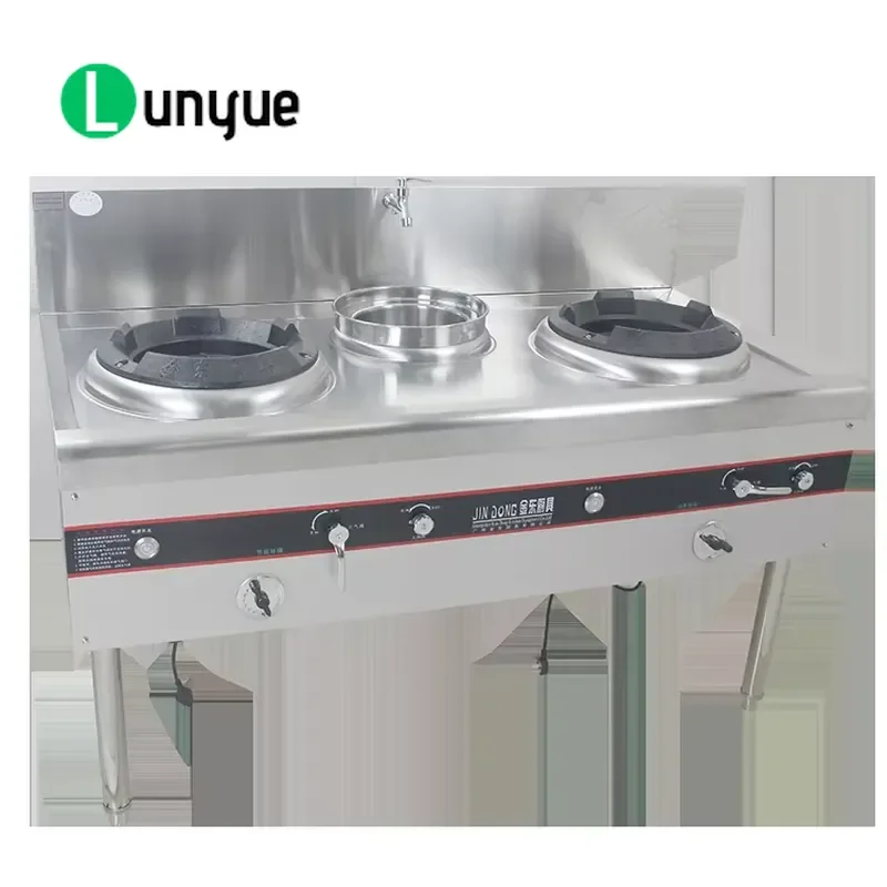 Commercial Gas Stove Stainless Steel 2 Burner Cooktop Pulse Ignition Double Pot Kitchen Equipment for Restaurant Canteen