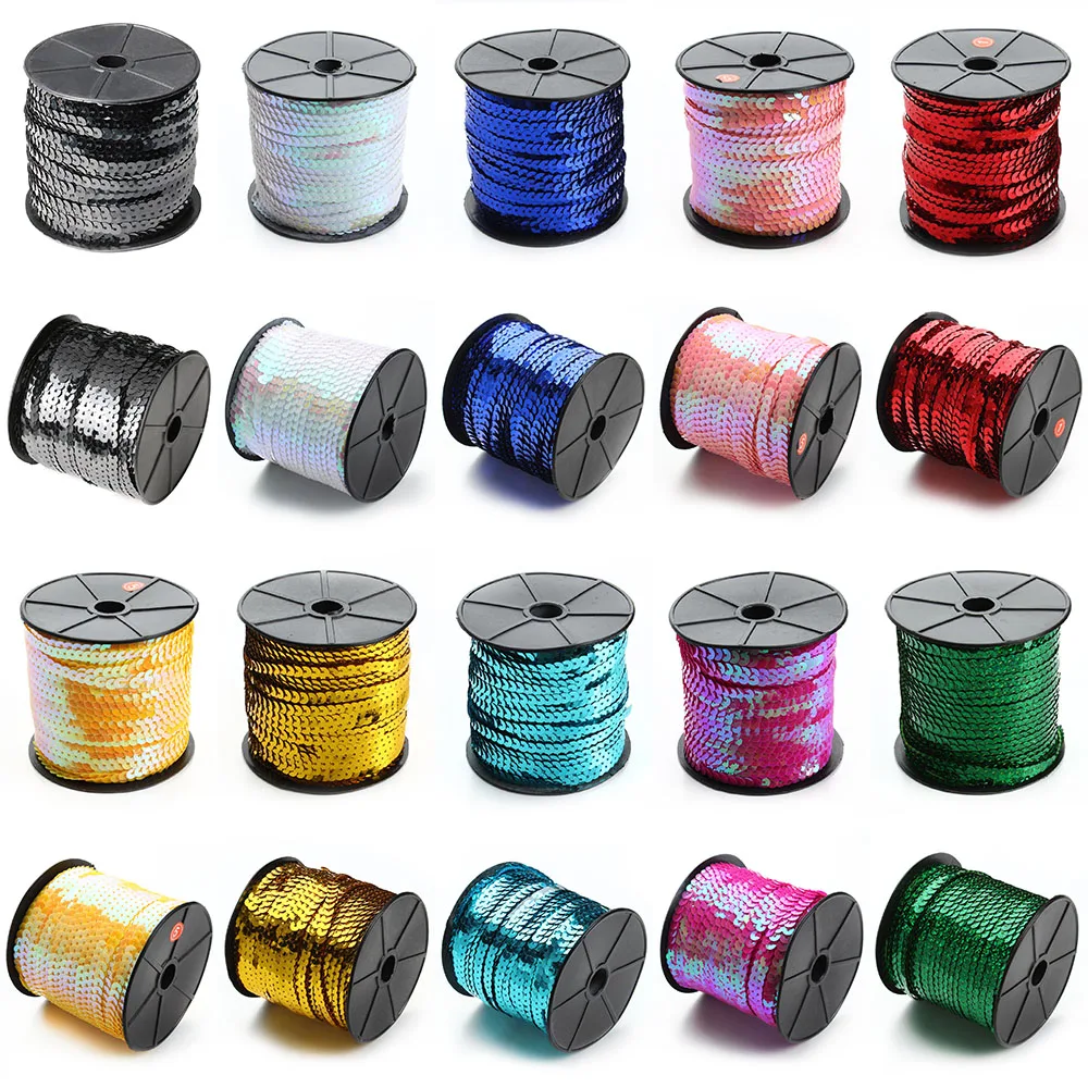 100 Yards/Lot PVC Pailletten Lint Ronde Paillette Snaren Op Roll Naaien Trim Voor DIY Ambachten Gift Handgemaakte Kleding accessoires