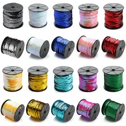 100Yards/Lot PVC Sequins Ribbon Round Paillette Strings In Roll Sewing On Trim For DIY Crafts Gift Handmade Clothing Accessories