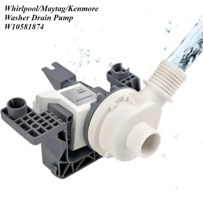 Whirlpool/Maytag/Kenmore Washer Drain Pump W10581874 - 120V Replacement (Fits Multiple Brands)