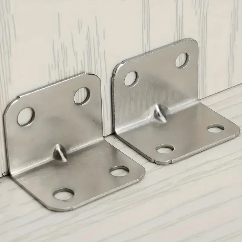 Stainless Steel L-Shaped Corner Code 90 Degree Laminated Furniture Plate Hardware Right Angle Bracket Cabinets Small Connectors