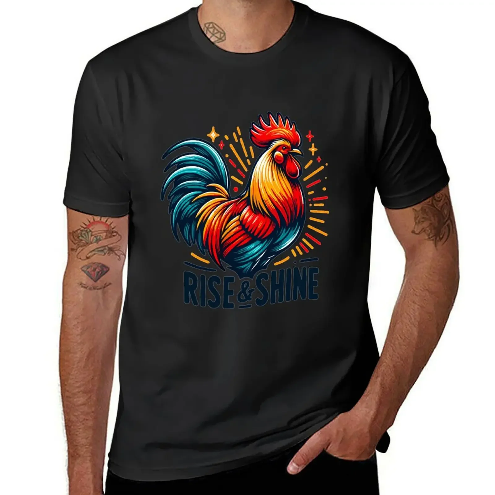 Rooster - Rise and Shine T-Shirt cute tops graphic shirts Aesthetic clothing man t shirt oversized t shirts for men