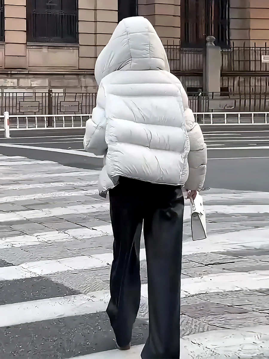 

Women's ort White Du down Jaet Hooded Dstring Thi Warm Coat Commute Sle 2024 Winter New Arrival Ladies' Faion