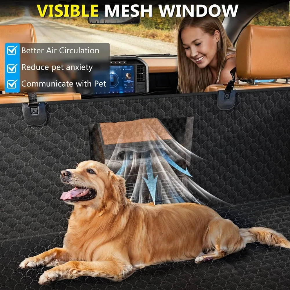 موسع المقعد الخلفي للشاحنة للكلاب، غطاء مقعد مطور مقاوم للماء مع حماية للباب، قاعدة صلبة، يحمل 400 رطلاً - الأفضل #6