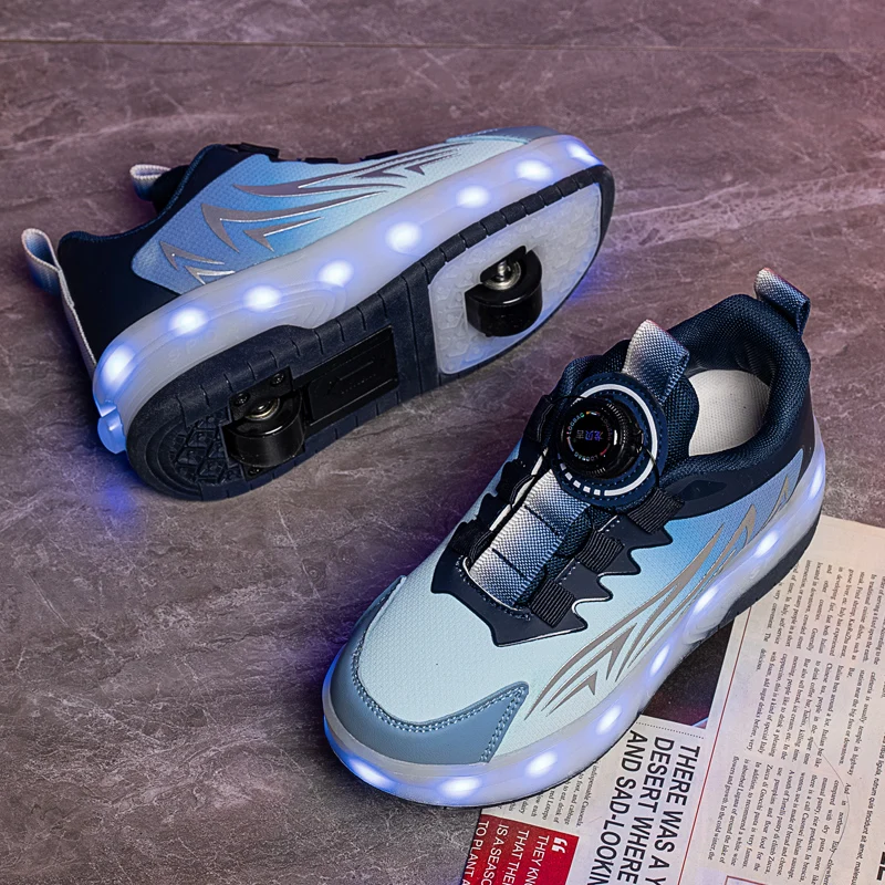 كعب للأولاد بعجلتين قابل للسحب: أحذية صيفية غير مرئية للأطفال الأكبر سنًا #3