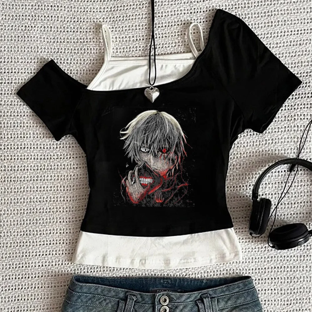 Tokyo Ghoul crop top women meme goth summer t-shirt baddie clearance sales cutecore harajuku grunge