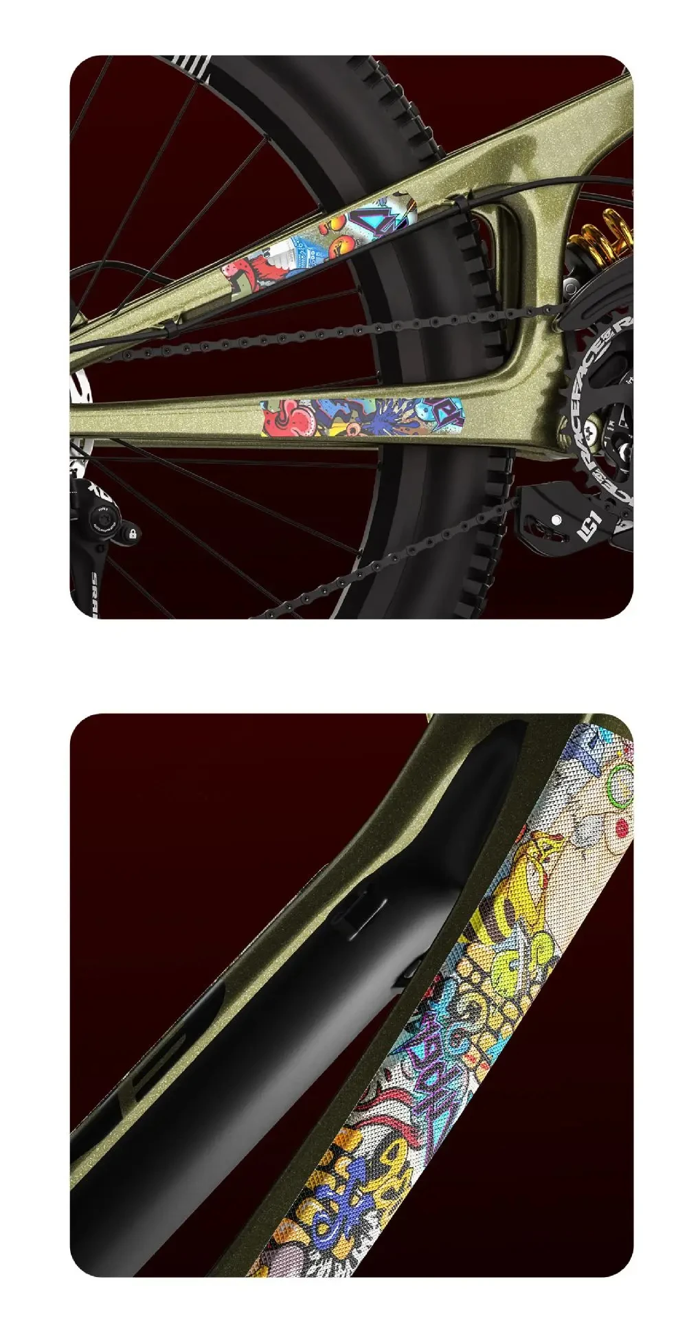 Enli Full Set 3D 3M Fahrradrahmen-Schutzfolie, verschleißfest und hinterlässt keine Spuren, Mountainbike-Rahmen-Schutzfolie – Detail 12