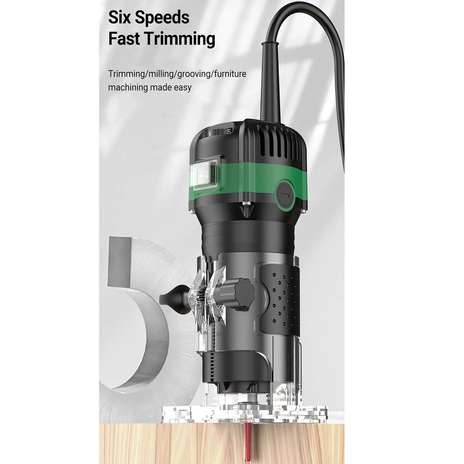 أداة توجيه 800 وات أداة توجيه خشب النخيل المدمجة لأداة قطع يدوية كهربائية لأعمال النجارة مع 15 قطعة 1/4 بوصة لقم توجيه