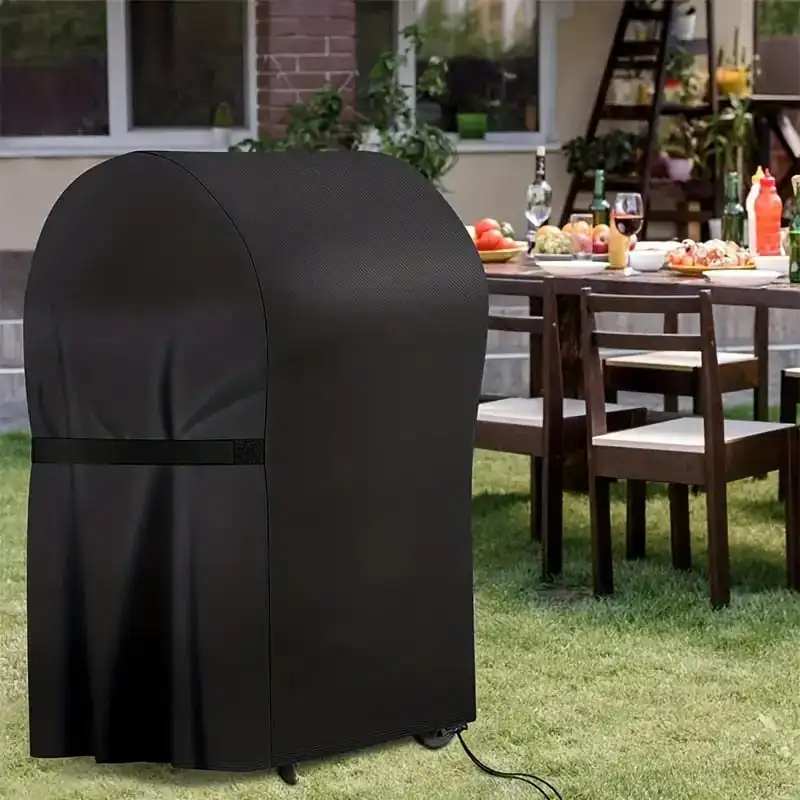 BBQ Grill Cover, Heavy-Duty Waterproof Anti-UV Outdoor Barbecue Smoker Protector, Windproof Dust Resistant Grill Cover with Adju