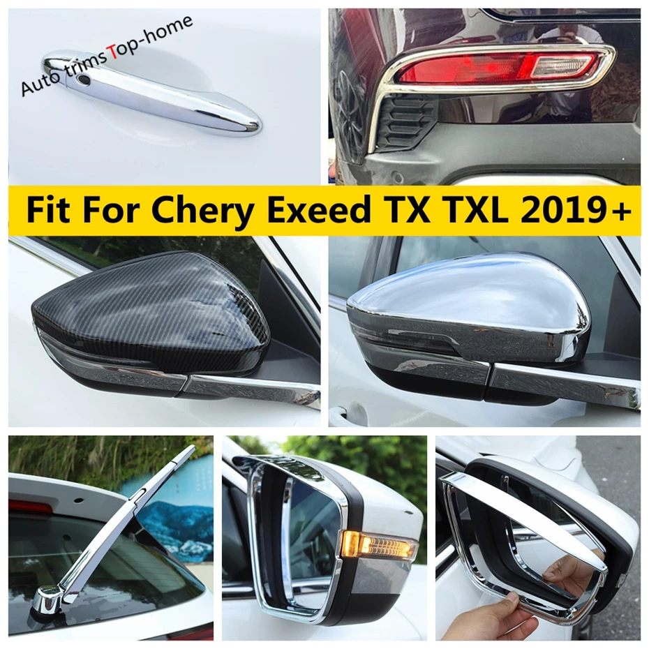 

ABS Chrome Rear Window Wiper Handle Rearview Mirror Rain Shade Eyebrow Cover Trim Accessories For Chery Exeed TX TXL 2019 - 2021