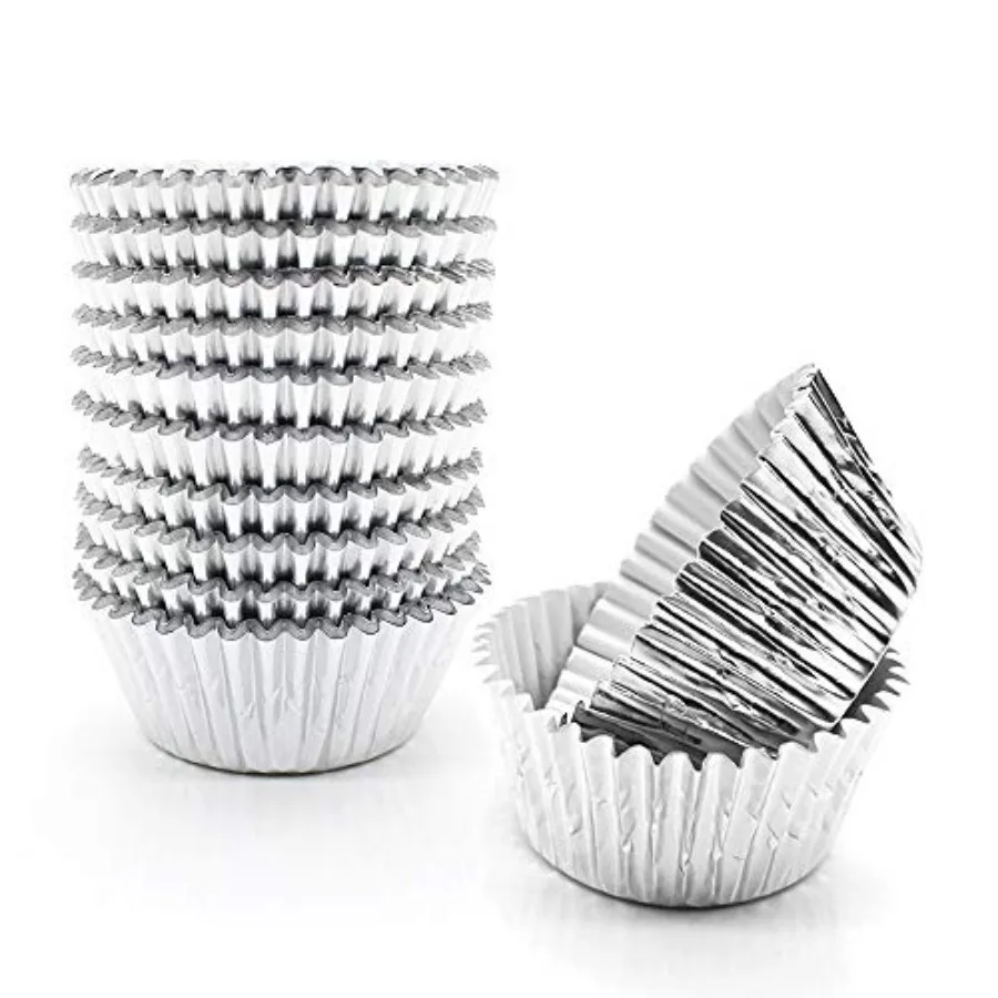 Cupcake Liners for Baking, 500 Pack Standard Size Foil Cupcake Liners Wrappers Metallic Baking Cups, Muffin Paper Cases