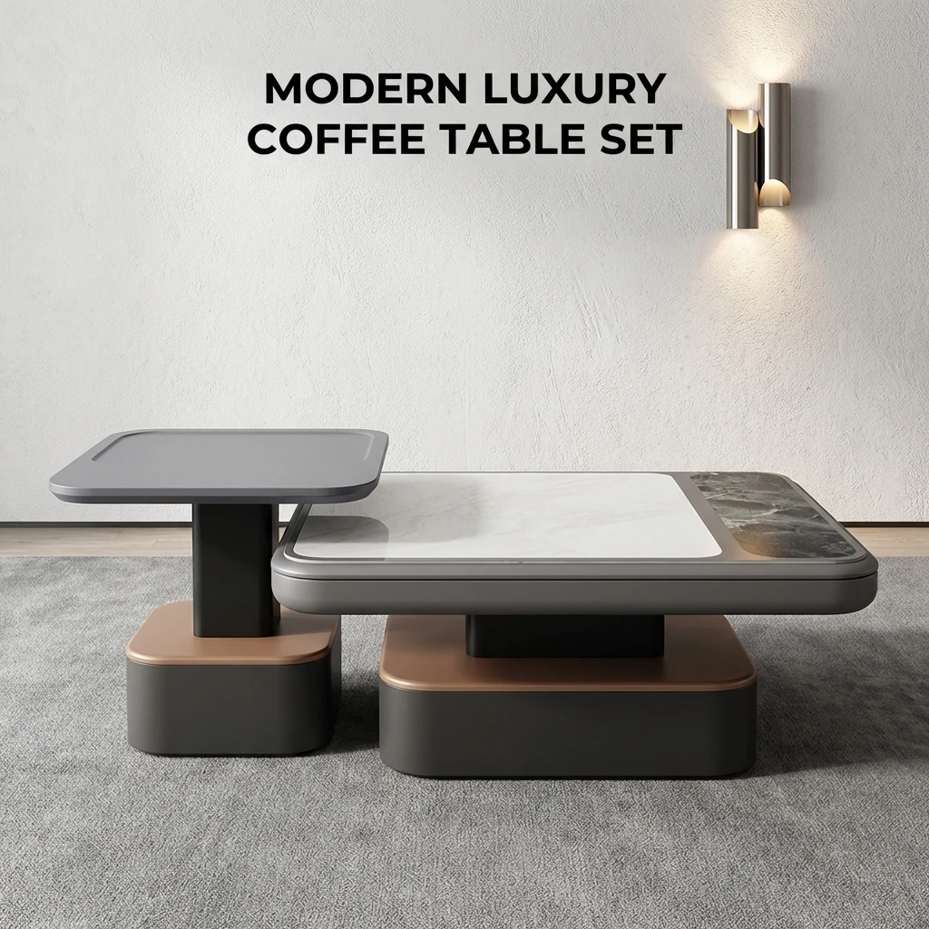 #Modern Two-piece Design, Coffee Table, Wooden Board,Household Living Room Furniture