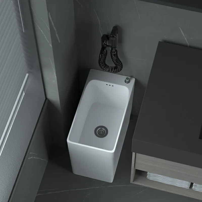 Piscina de fregona para lavar el hogar, baño estrecho y largo, balcón, apartamento pequeño, piscina de fregona vertical de piso a techo pequeña