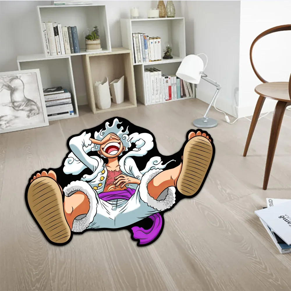 Irregular Rugs Anime Luffy Gear 5 One Piece Customize Cartoon Rug Handmade Carpet Area Rug for Home Decor