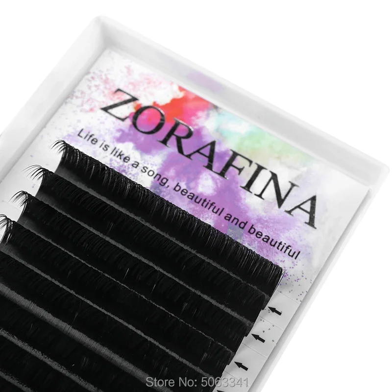 ZORAFINA-Individual Natural Eyelash Extension, Artificial Fake False Eyelash, 16 Rows, Soft Mater, C, D, DD