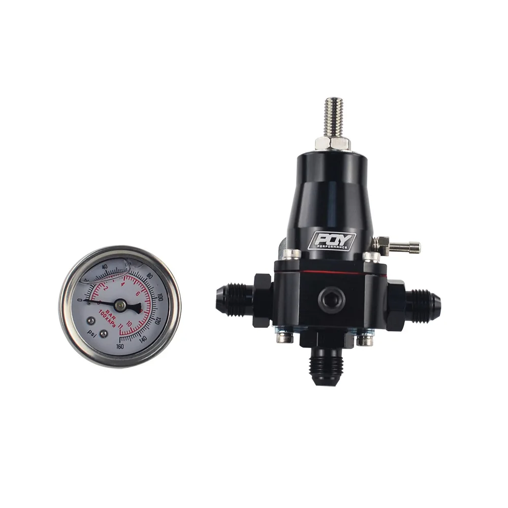 New Aluminum Universal 30-70 PSI Car Fuel Pressure Regulator Gauge 3 AN6 Fitting 3 Washers Kit