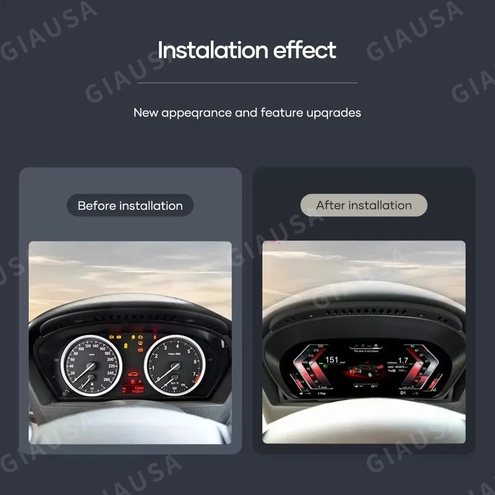 12.3''Anti-glare screen Carplay Digital Instrument Cluster For BMW 5Series E60 E61 E63 E64 2003-09 LCD Car Dashboard Speedometer