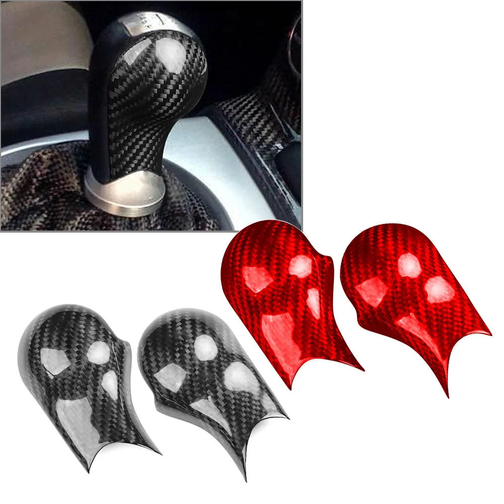 2Pcs Carbon Fiber Car Manual Gear Shift Knob Cover Trim For Nissan 350Z Z33 2003 2004 2005 2006 2007 2008 2009