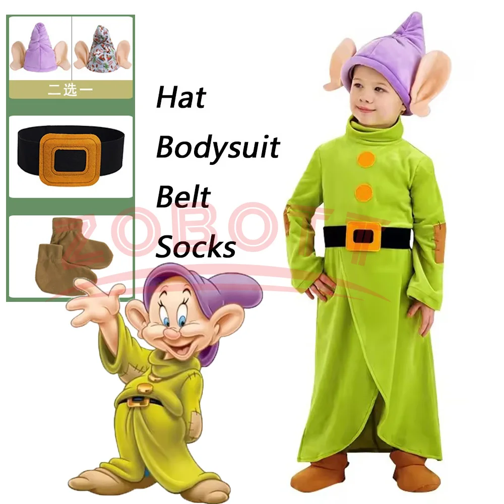 

Аниме 3 шт. допий косплей костюм семь гномов для мальчиков и девочек боди шляпа костюм Хэллоуин костюм одежда наряды аксессуары