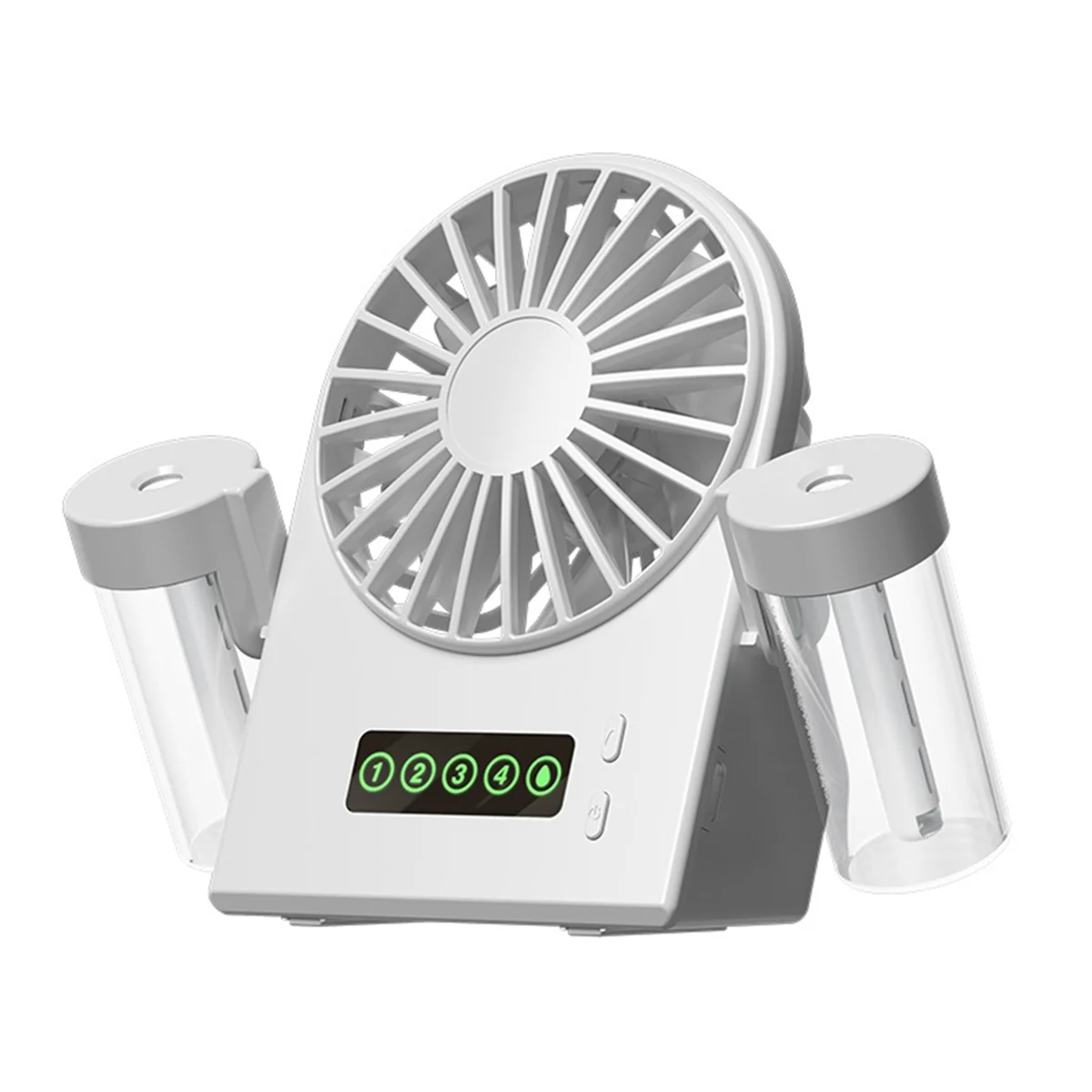 

A04V Dual Sprays Desktop Fan Humidifier 2-in-1 USB Portable Digital Display Water Supplement Sprays Fan 1200mah White