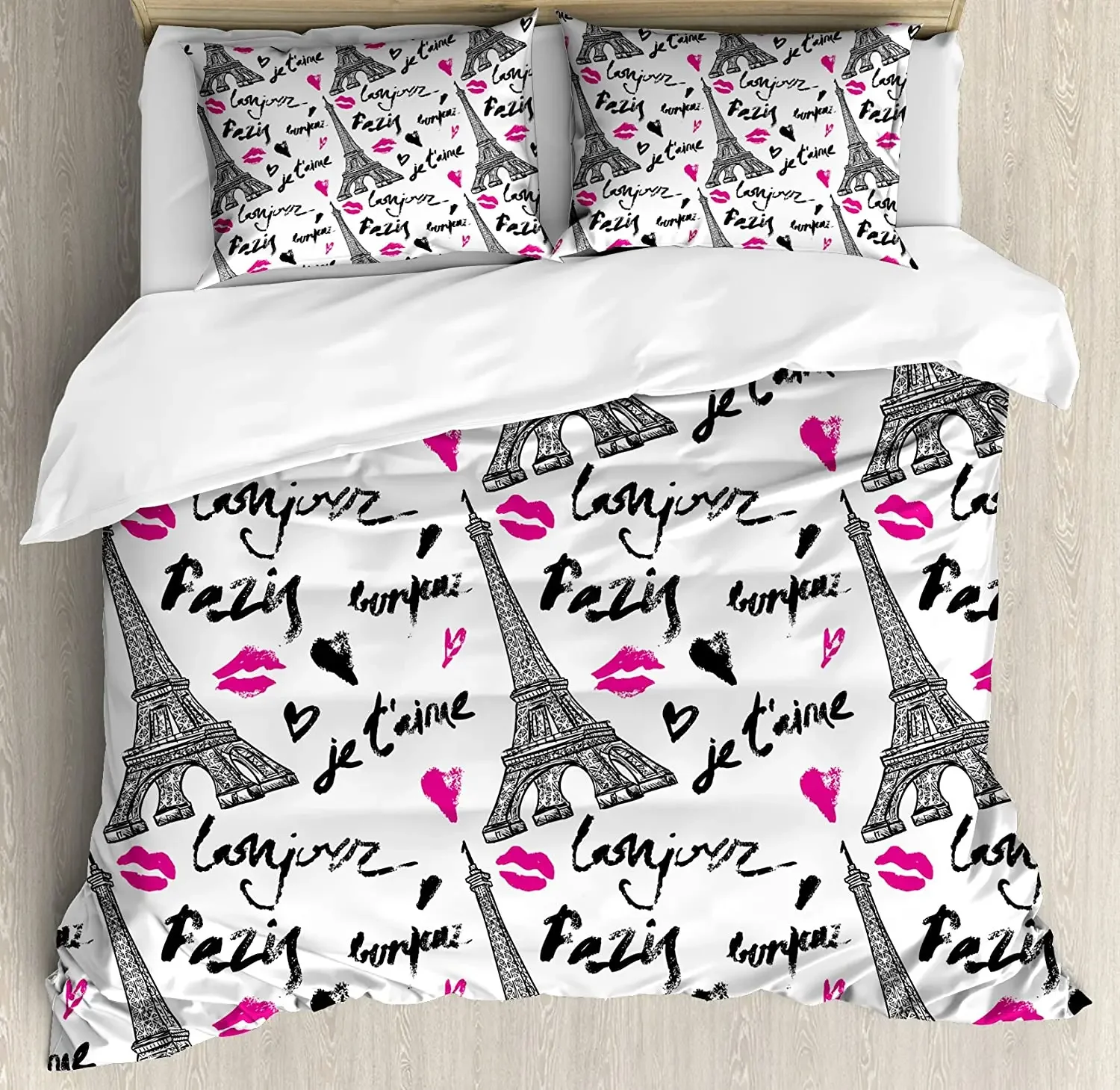 

3pcs Bedding Set France Paris Tower Hot Air Balloon Bicycle Retro Duvet Cover Pillow Case Boy Kid Teen Girl Bedding Covers Set