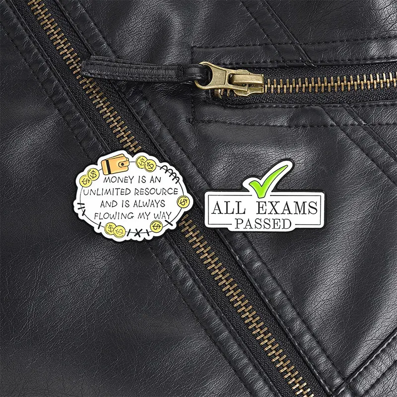All Exams Passed Green Check Mark Enamel Pin, Exam Luck Brooch For Students And Good Luck Charm Style