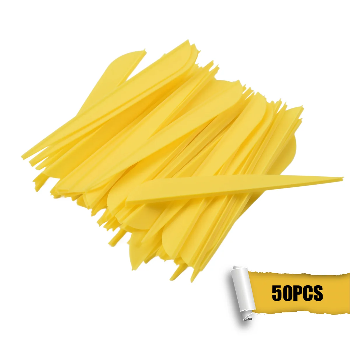 

Arrows Vanes 4 Inch Plastic Feather Fletching for DIY Archery Arrows 50 Pack(Yellow)