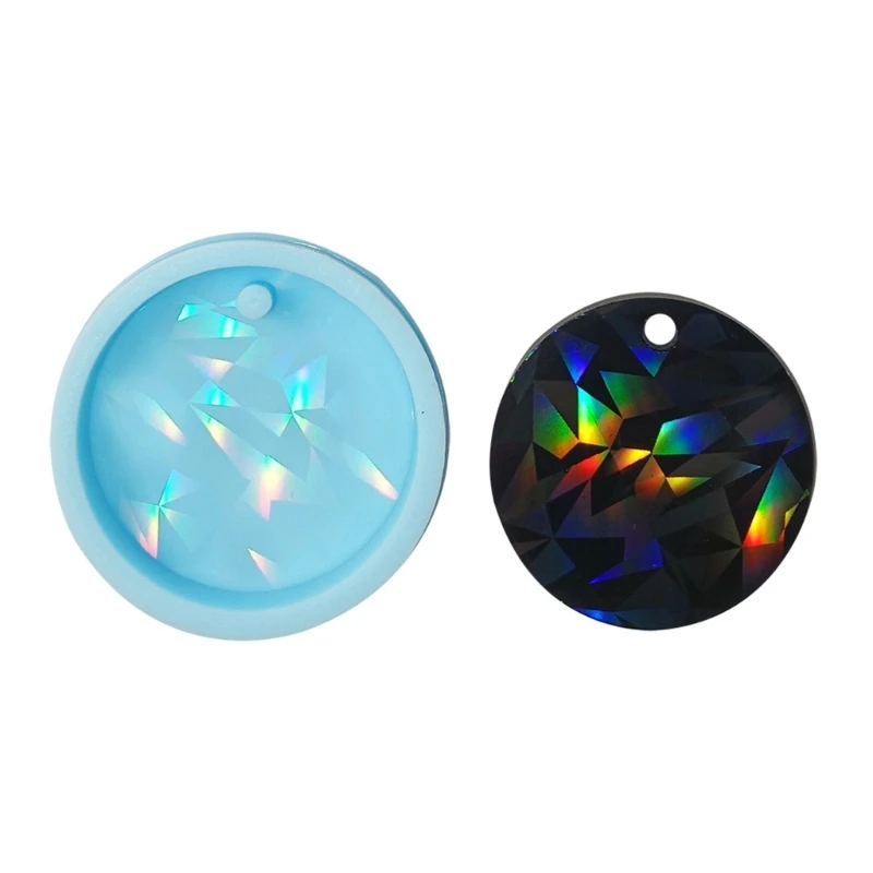 Rainbow Light Effect Round Keychain Pendant Resin Mold Jewelry Craft Round Mold