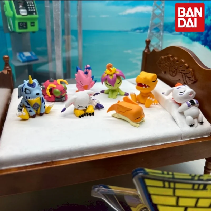 Коллекционная фигурка Bandai Digimon Adventure Gashapon: Агумон, Габумон, Тейлмон в спящей форме, аниме-украшение для рабочего стола