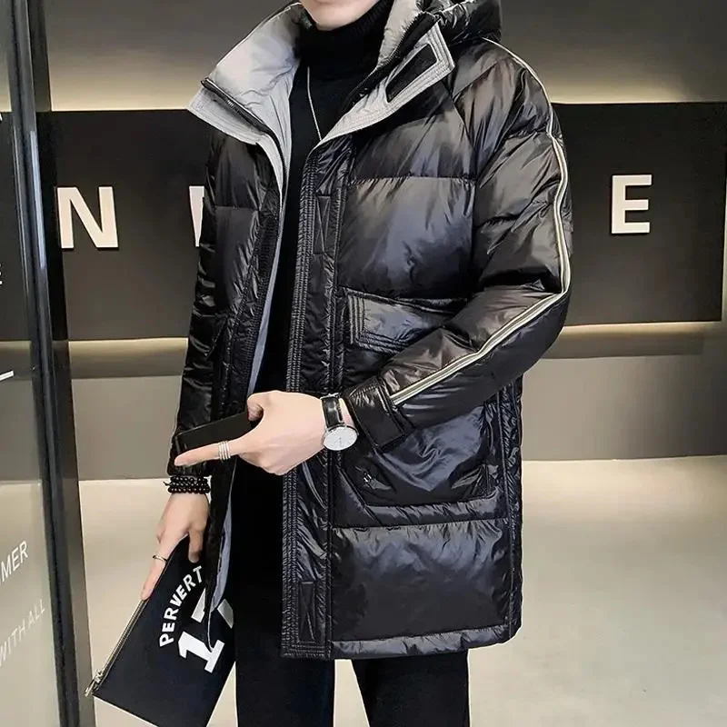 Jacket Down Men 2024 New Winter Tide Mid-Length Hooded Handsome Warm Coat Thick Wear