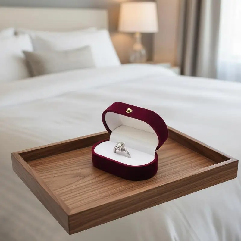 1Pcs Felt Ring Display CaseMini Portable Jewelry Box For Ear Stud Wedding Pair Rings Small Trinkets Jewelry Packaging Accessory