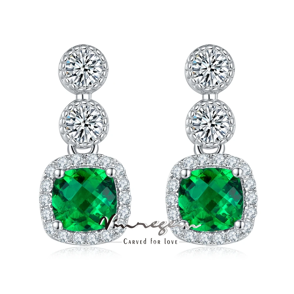 

Vinregem 0.98CT Emerald High Carbon Diamond Gemstone Elegant Drop Earrings 100% 925 Sterling Silver Fine Jewelry Gifts Wholesale